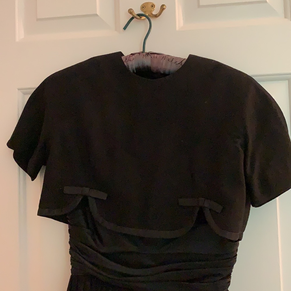 Vintage 1950 black dress and button jacket size 2